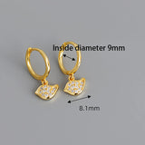 925 Silver 18k Plate Korea Small Animal Bird Pendant Zircon Earring