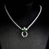 925 Silver High Jewelry Jade Tourmaline Pendant Necklace