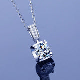 925 Silver 1Ct Moissanite Square Pendant Necklace Snowflake Diamond Necklace