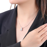 925 Silver 1Ct Moissanite Square Pendant Necklace Snowflake Diamond Necklace