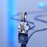 925 Silver 1Ct Moissanite Square Pendant Necklace Snowflake Diamond Necklace