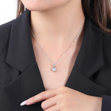 925 Silver 1Ct Moissanite Square Pendant Necklace Snowflake Diamond Necklace
