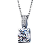925 Silver 1Ct Moissanite Square Pendant Necklace Snowflake Diamond Necklace