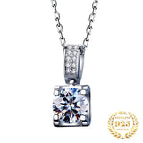 925 Silver 1Ct Moissanite Square Pendant Necklace Snowflake Diamond Necklace