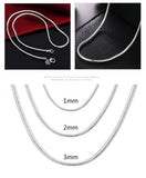 925 Silver 1MM/2MM/3MM Snake Chain Necklace DIY Jewelry 40-75cm Long Chain