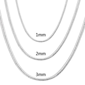 925 Silver 1MM/2MM/3MM Snake Chain Necklace DIY Jewelry 40-75cm Long Chain