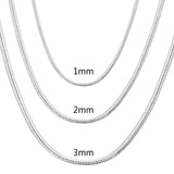925 Silver 1MM/2MM/3MM Snake Chain Necklace DIY Jewelry 40-75cm Long Chain