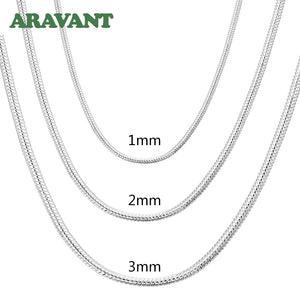 925 Silver 1MM/2MM/3MM Snake Chain Necklace For Men Women