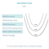 925 Silver 1MM/2MM/3MM Snake Chain Necklace For Men Women
