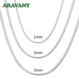 925 Silver 1MM/2MM/3MM Snake Chain Necklace For Men Women