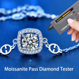 925 Silver 1ct Moissanite Charm Bracelet Women Sterling Silver Diamond Bracelet