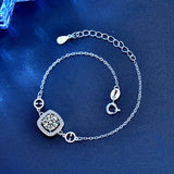 925 Silver 1ct Moissanite Charm Bracelet Women Sterling Silver Diamond Bracelet