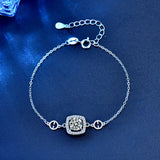 925 Silver 1ct Moissanite Charm Bracelet Women Sterling Silver Diamond Bracelet