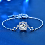 925 Silver 1ct Moissanite Charm Bracelet Women Sterling Silver Diamond Bracelet