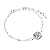 925 Silver 1ct Moissanite Charm Bracelet Women Sterling Silver Diamond Bracelet