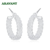 925 Silver 20MM Round Circle Hoop Earrings for Women