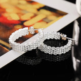 925 Silver 20MM Round Circle Hoop Earrings for Women
