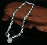 925 Silver Twisted Rope Bracelet Men Women 20cm*4mm