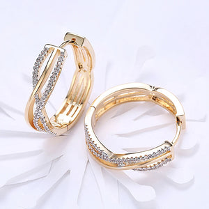 925 Silver 24mm 18K Twist Hoop Earrings Wedding Jewelry