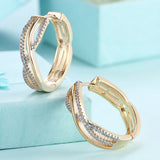 925 Silver 24mm 18K Twist Hoop Earrings Wedding Jewelry