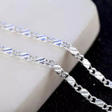 925 Silver 2MM Side Chain Necklace For Women Man Wedding Jewelry