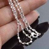 925 Silver 2MM Water Wave Chain Necklaces Women Girls Jewelry