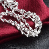 925 Silver 2MM Water Wave Chain Necklaces Women Girls Jewelry