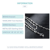 925 Silver 2MM Water Wave Chain Necklaces Women Girls Jewelry