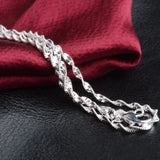 925 Silver 2MM Water Wave Chain Necklaces Women Girls Jewelry
