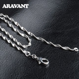 925 Silver 2MM Water Wave Chain Necklaces Women Girls Jewelry