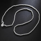 925 Silver 2mm Rope Chain Necklace 16-30 Inch Charm Jewelry