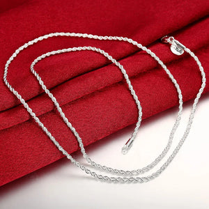 925 Silver 2mm Rope Chain Necklace 16-30 Inch Charm Jewelry
