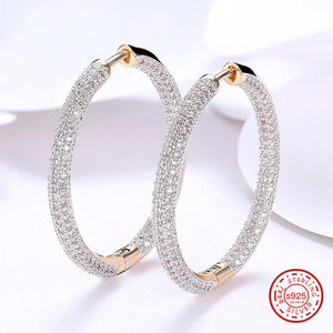 925 Silver 18K Circle Hoop Earrings Wedding Jewelry
