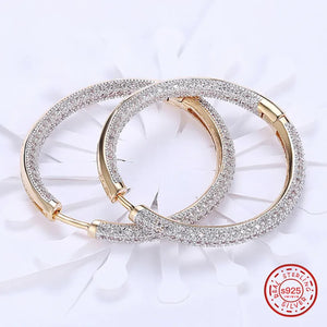 925 Silver 18K Circle Hoop Earrings Wedding Jewelry