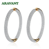 925 Silver 34mm 18K Circle Hoop Earrings Wedding Jewelry