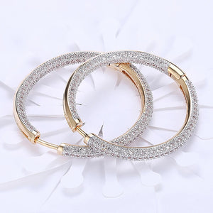 925 Silver 34mm 18K Circle Hoop Earrings Wedding Jewelry