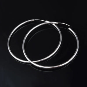 925 Silver Smooth Hoop Earring For Women Girls Charm Jewelry