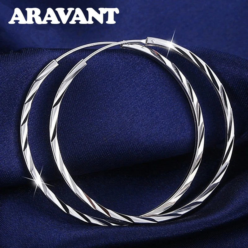 925 Silver Circle Hoop Earrings For Women