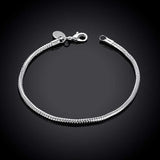 925 Silver 3MM/4MM Snake Chain Bracelet Women Jewelry