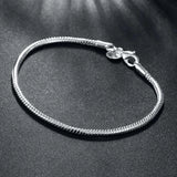 925 Silver 3MM/4MM Snake Chain Bracelet Women Jewelry