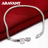 925 Silver 3MM/4MM Snake Chain Bracelet Women Jewelry
