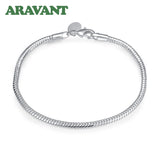 925 Silver 3MM/4MM Snake Chain Bracelet Women Jewelry