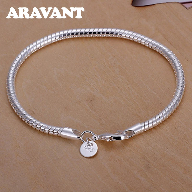 925 Silver Snake Chain Bracelet 3MM/4MM