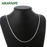 925 Silver Twist Chain Necklace 4MM Women Jewelry