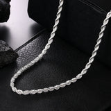 925 Silver Twist Chain Necklace 4MM Women Jewelry