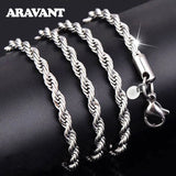 925 Silver Twist Chain Necklace 4MM Women Jewelry