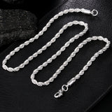 925 Silver Twist Chain Necklace 4MM Women Jewelry