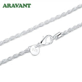 925 Silver Twist Chain Necklace 4MM Women Jewelry