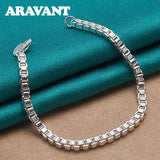 925 Silver 3MM Box Chain Bracelet For Women