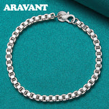 925 Silver 3MM Box Chain Bracelet For Women